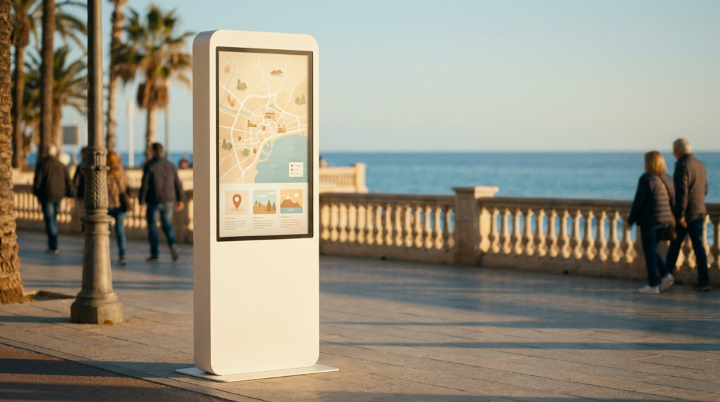 Señalética turística digital en municipio español con kiosco interactivo